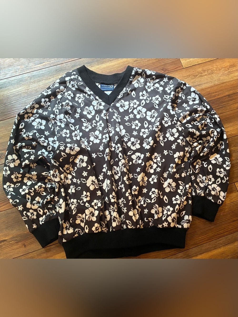 Vintage Sunderland Scotland Floral Golf Pullover Jacket L Made in USA